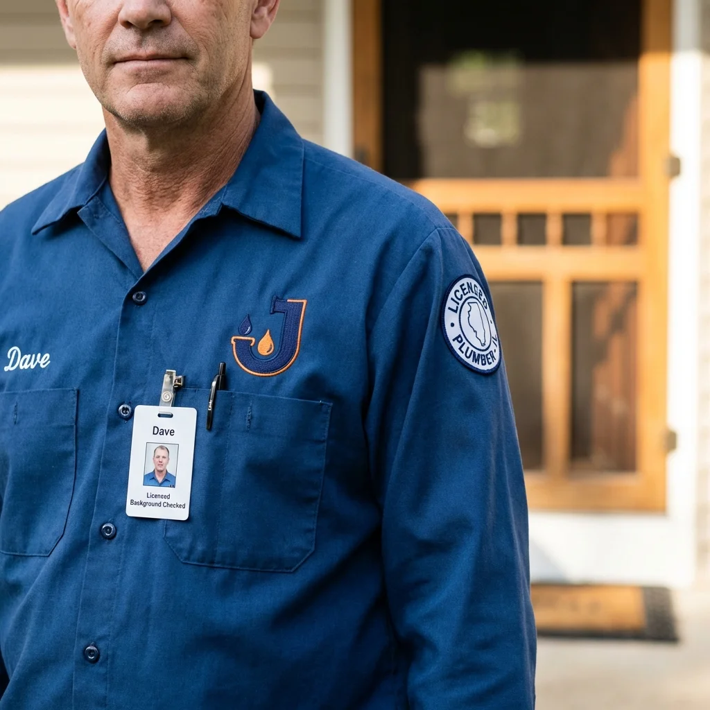Licensed plumber showing ID badge in Chelan, WA