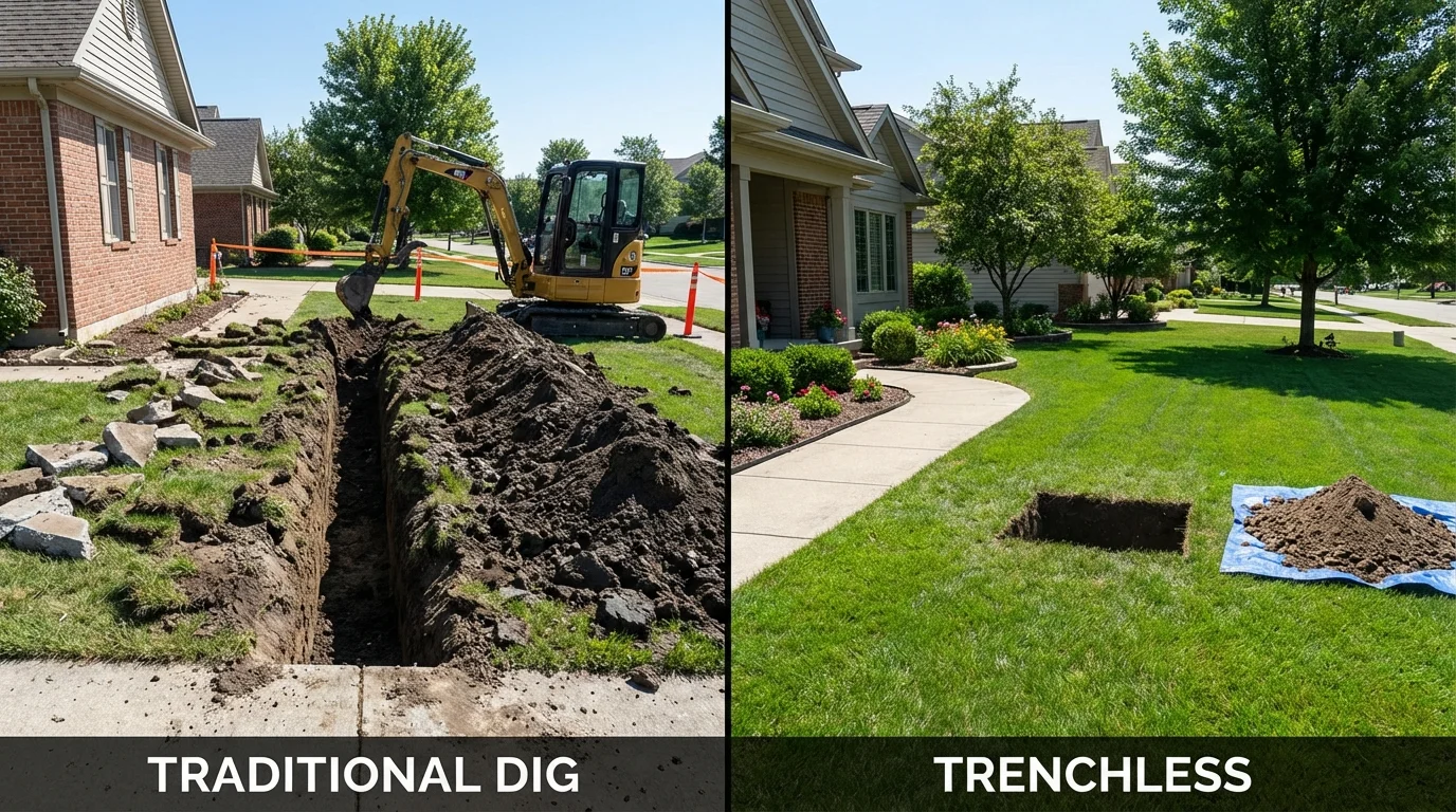 Trenchless sewer repair with minimal yard damage versus traditional excavation in Chelan, WA